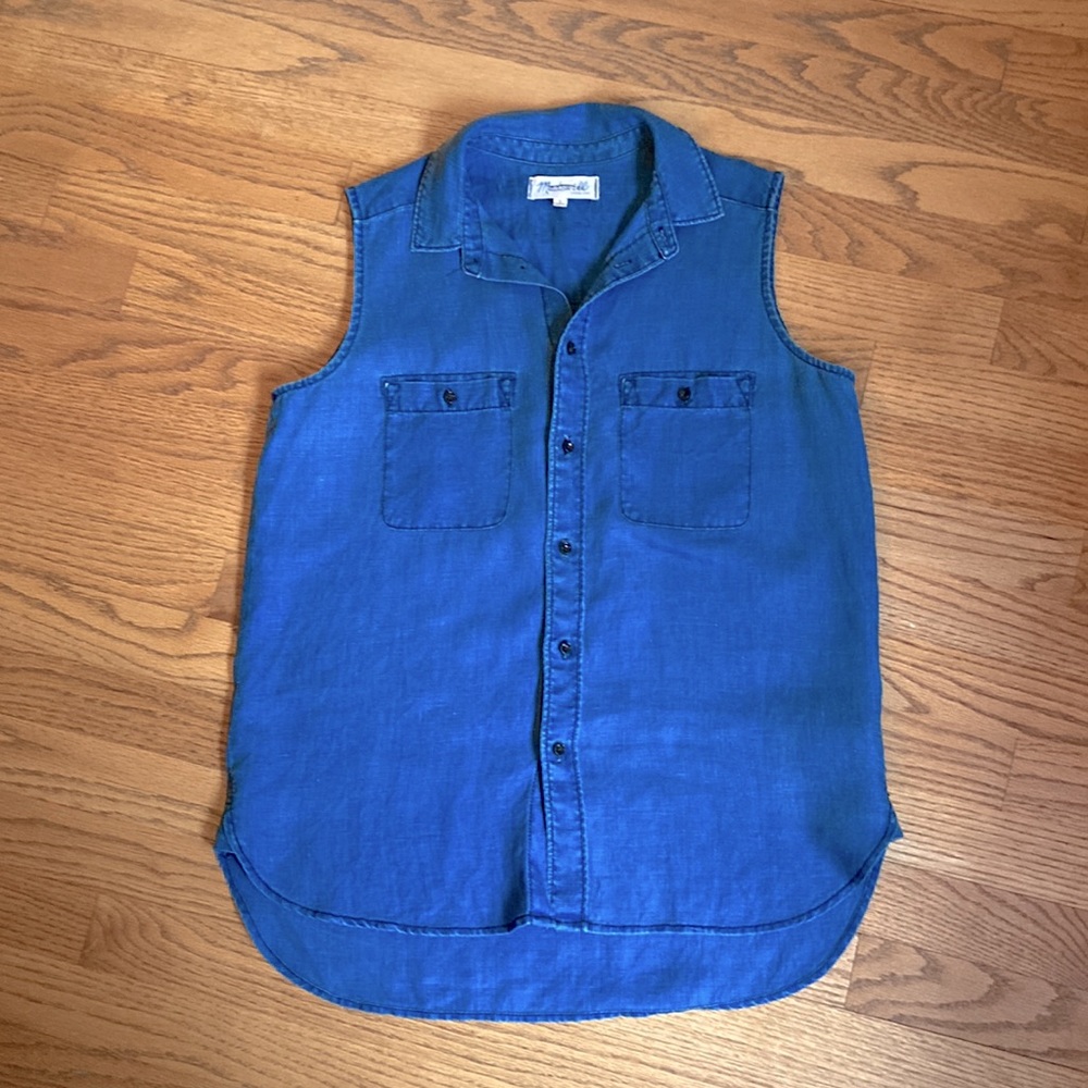Madewell linen chambray denim top